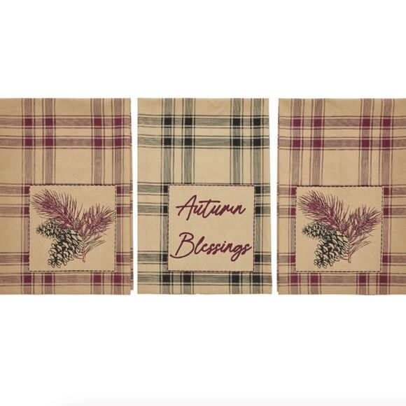Farmhouse Pine Cone Tea Towel Set Country Kitchen Cottagecore Fall Autumn Bold - Picture 2 of 3